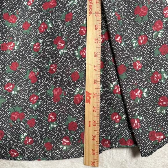 Vintage Esprit Mini Dress Black Floral Y2K 90's Red Roses Women's Size Medium - Picture 7 of 7